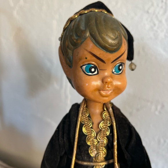 Vintage Elf Musician Figurines – Made in Japan Velvet Clothing, MCM Set of 2 - Picture 4 of 11